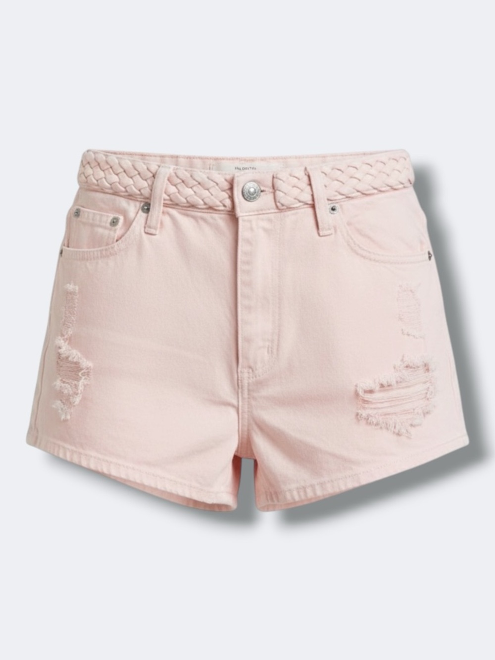 Tularosa Emma Shorts Women 25 Pink High Rise Braided Waist Distressed